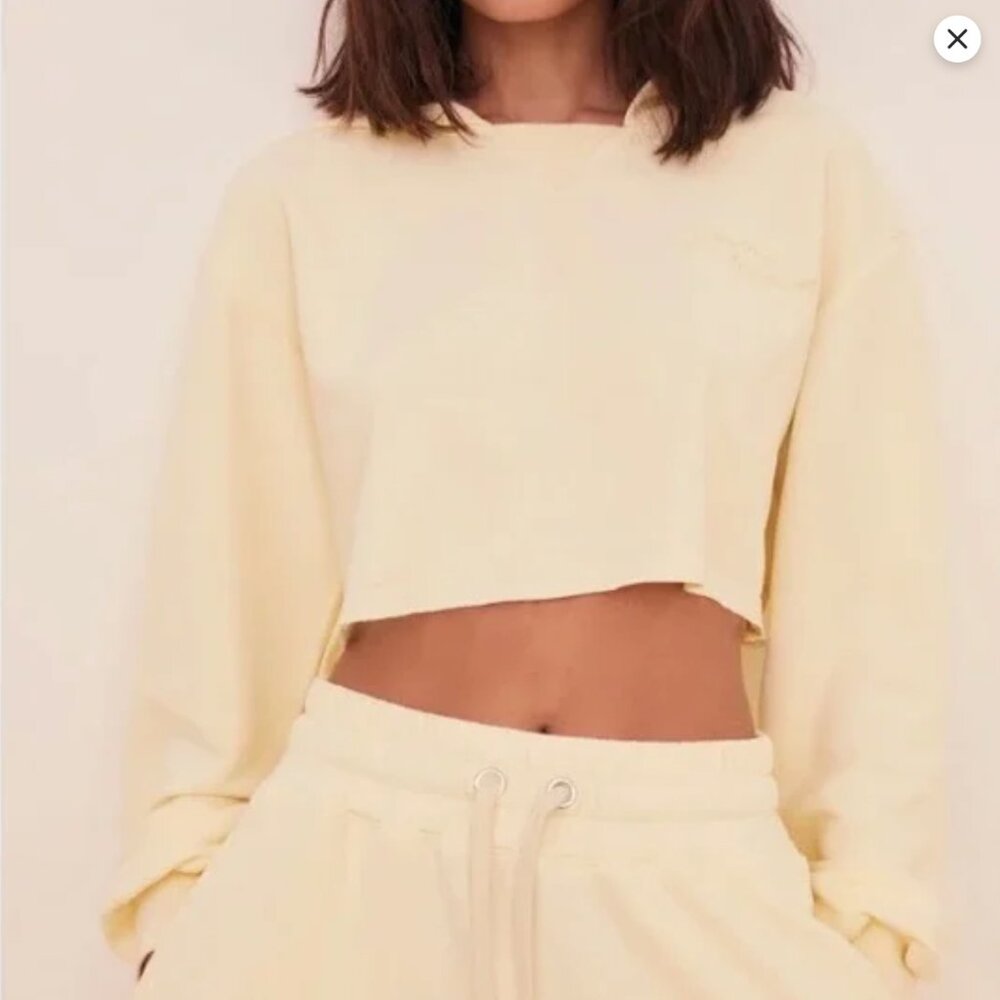 For Love and Lemon Leisure Yellow Crop Hoodie Sweatshirt (M) BNWT